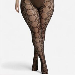 Plus size laced up style fishnets